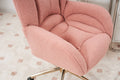 005 Teddy Fabric 360 Swivel Home Office Chair With Gold Metal Base And Universal Wheels,Pink Solid Pink Office Sponge Wipe Clean Modern Office Chairs Tufted Back Foam Swivel Teddy