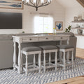 Mariano Gray Sofa Table With Three Stools Gray Drawers Solid Wood
