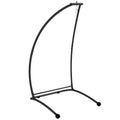 Outsunny Hammock Chair Stand, C Shape Hanging Heavy Duty Metal Frame Hammock Stand For Hanging Hammock Porch Swing Chair, Indoor & Outdoor Use, Black Black Steel