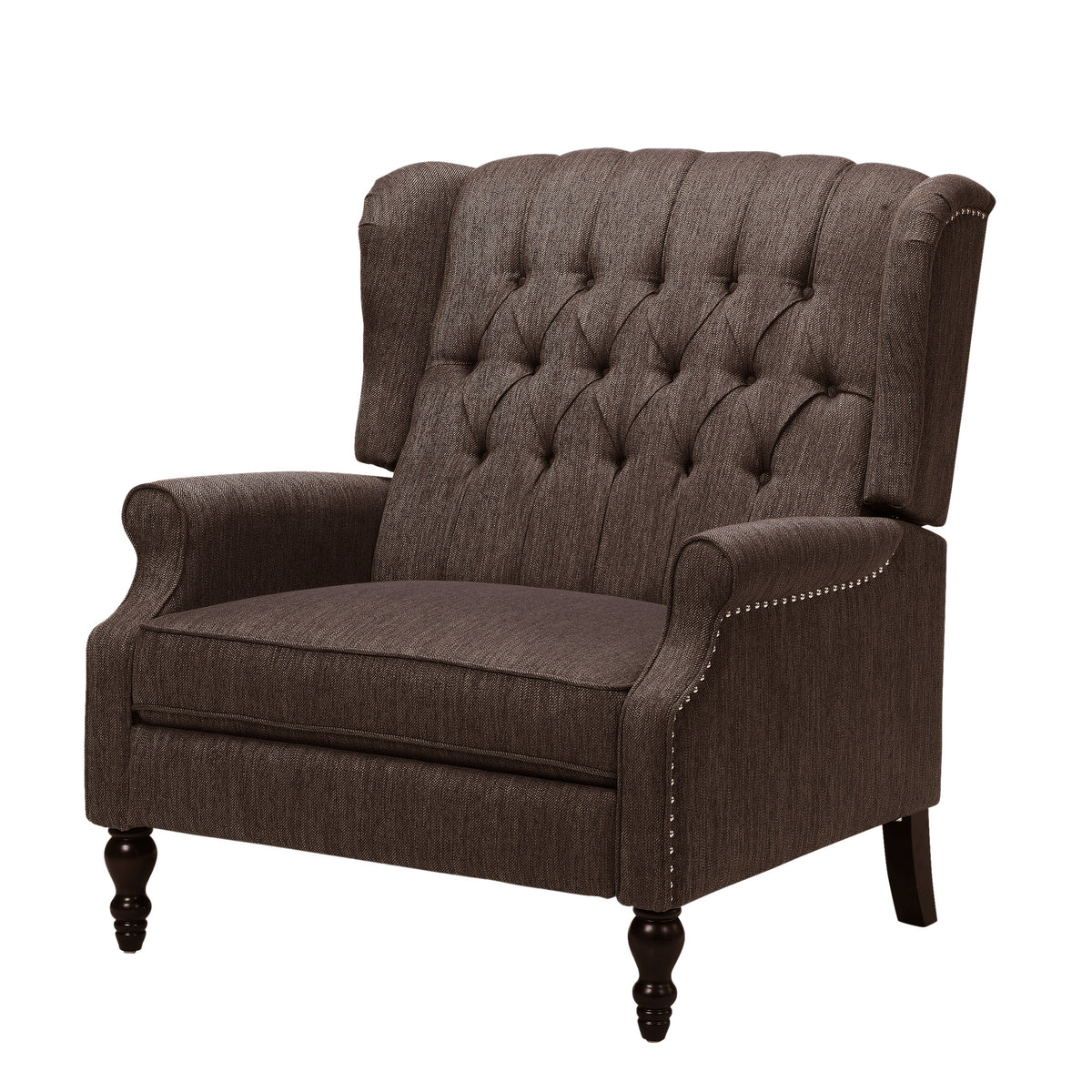 One And Half Seater Recliner Brown Fabric