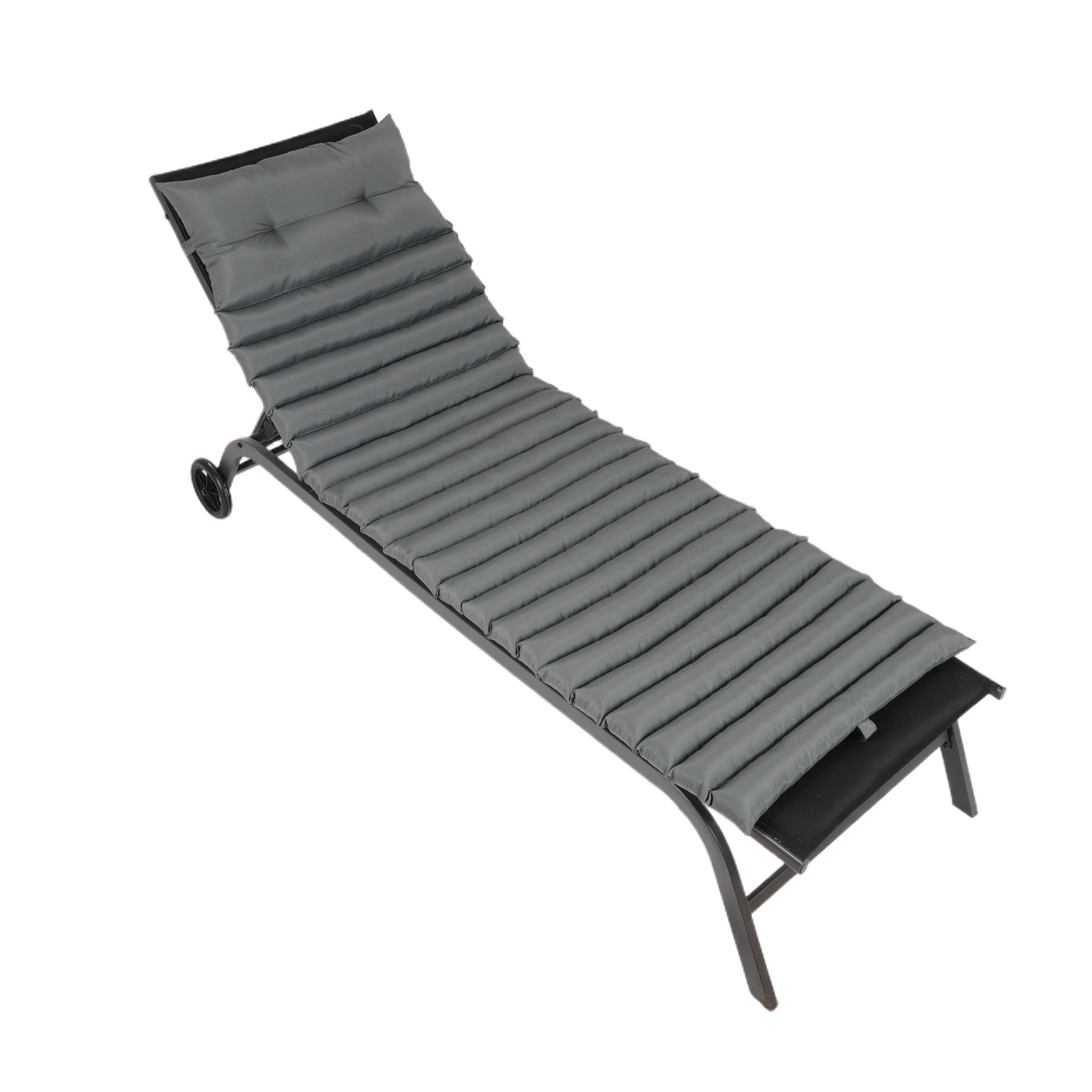 2Pcs Set Outdoor Lounge Chair Cushion Replacement Patio Funiture Seat Cushion Chaise Lounge Cushion Grey No Lounge Grey 2 Person Seating Group Polyester