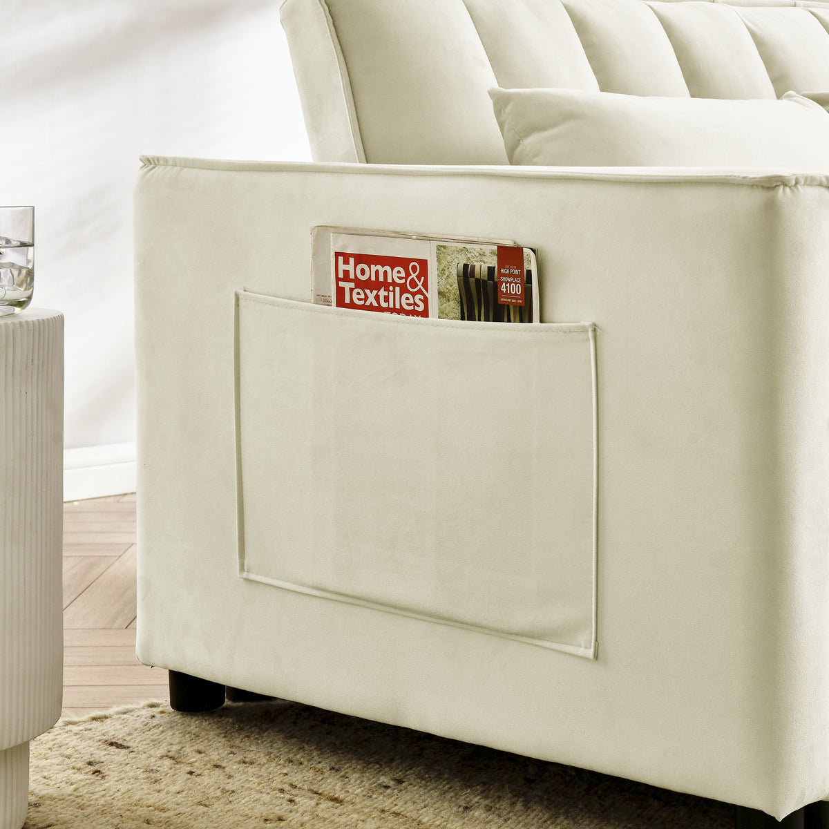 Modern Velvet Seat Sofa Couch Pull Out Bed,3 In One Convertible For Living Room Sofa Bed,Beige Beige Velvet Primary Living Space Cushion Back Medium Soft Medium Duty American Design Pillow Top Arms Foam Velvet 2 Seat