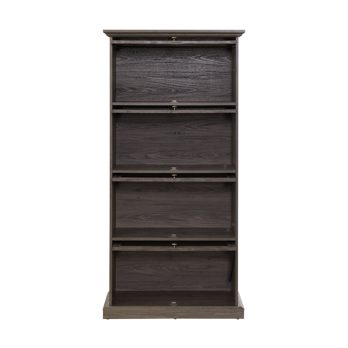 Glass Display Cabinet 4 Tier Glass Display Cabinet Storage Curio Cabinet With Flip Up Glass Doors, Collectors Showcase Toy Figure Organizers Rack, Bookcase For Living Room Bro Brown Mdf Glass