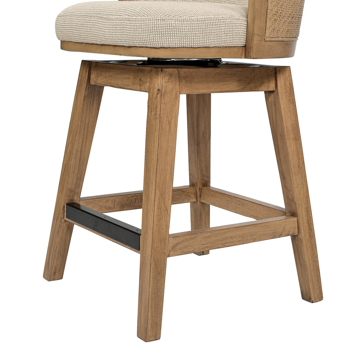 Bahama 26" Cane Rattan High Back Swivel Counter Stool With Recessed Arms, Taupe Beige Textured Weave Beige Foam Wood Fabric Rattan