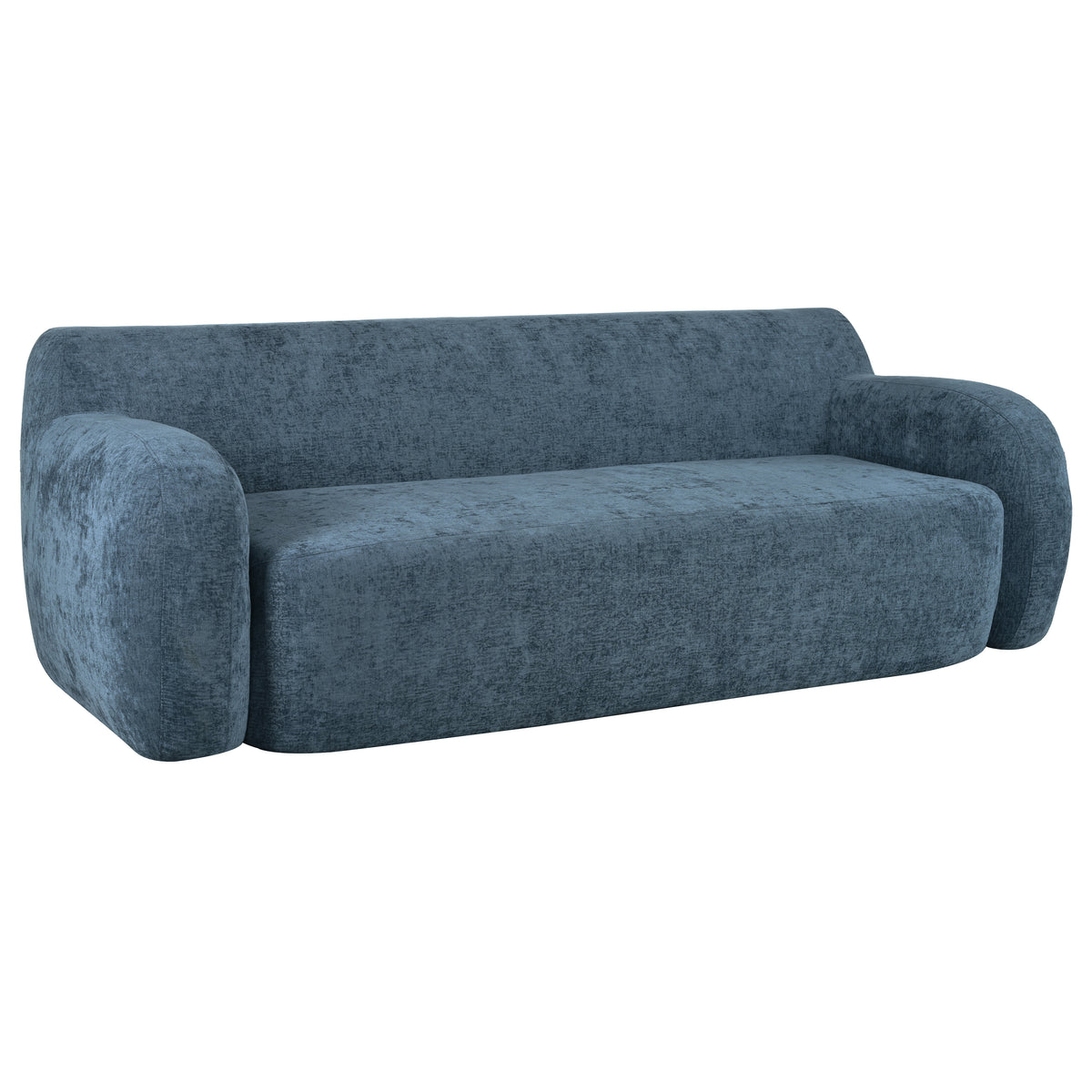 81.5'' Minimalist Curved Upholstered Sofa, 3 Seat Modular Casual Sofa For Living Room, Bedroom, And Apartments Dark Blue Polyester 3 Seat