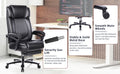 Office Chair With Footrest 400Lb Big And Tall Computer Gaming Chair Ergonomic Executive High Back Reclining Leather Desk Chair With Adjustable Lumbar Support And Heavy Duty Metal Base Metal Black Office Sponge Leather