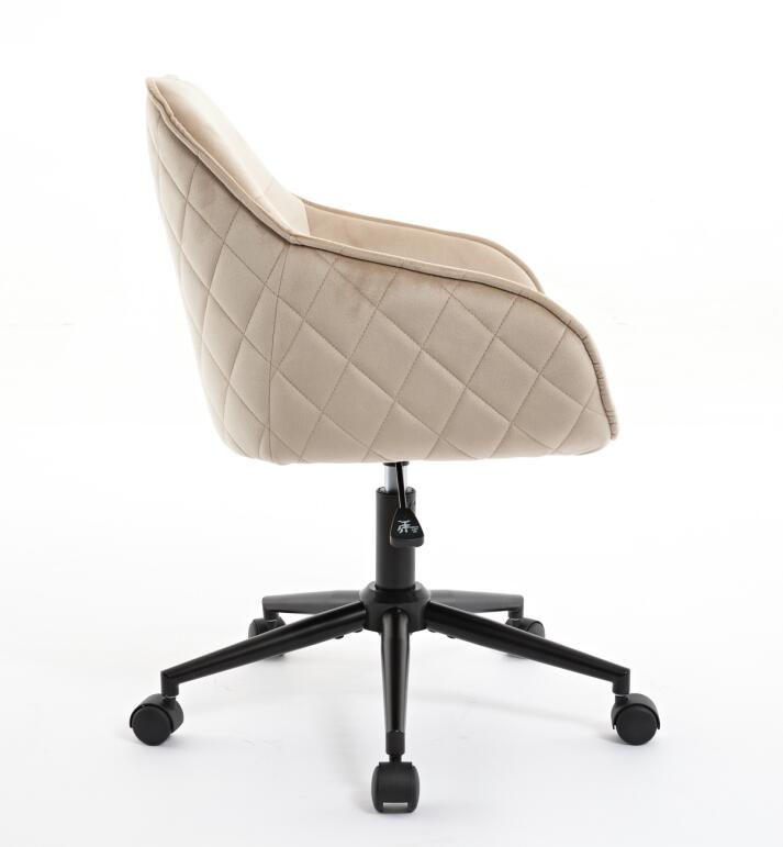 Velvet Office Desk Chair, Modern Home Desk Chair With Wheelsvanity Chairs For Living Room, Bedroom,Study Room Light Camel Foam Polyester Blend