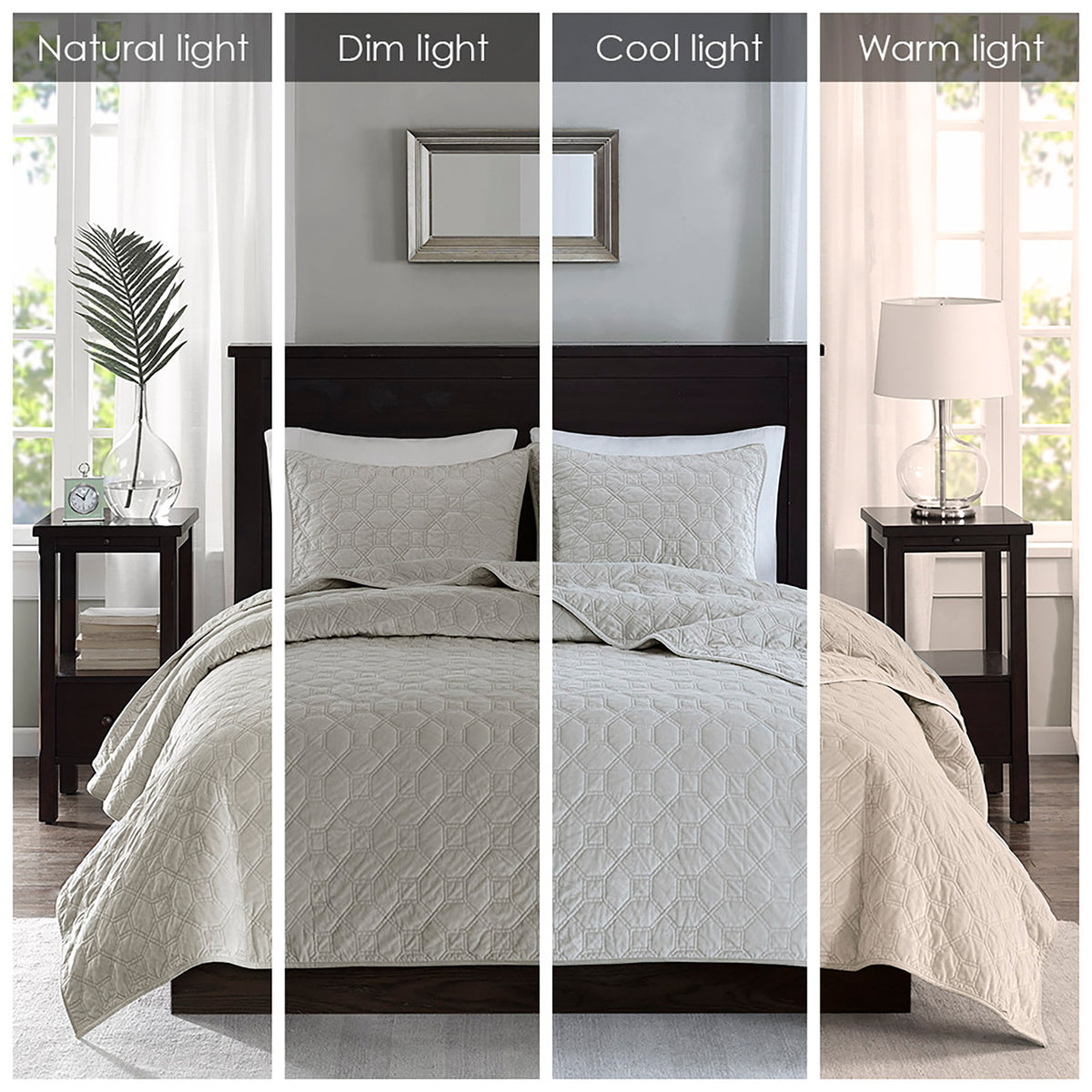 3 Piece Velvet Quilt Set Ivory King Cal King King Ivory Cotton
