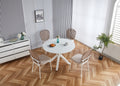 Beige Sennit Chair,Set Of 4,Dining Chair,Coffee Chair White Metal