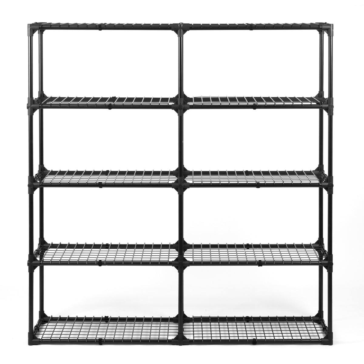 5 Shelf Wire Rack With Cover 2Pack Black Steel