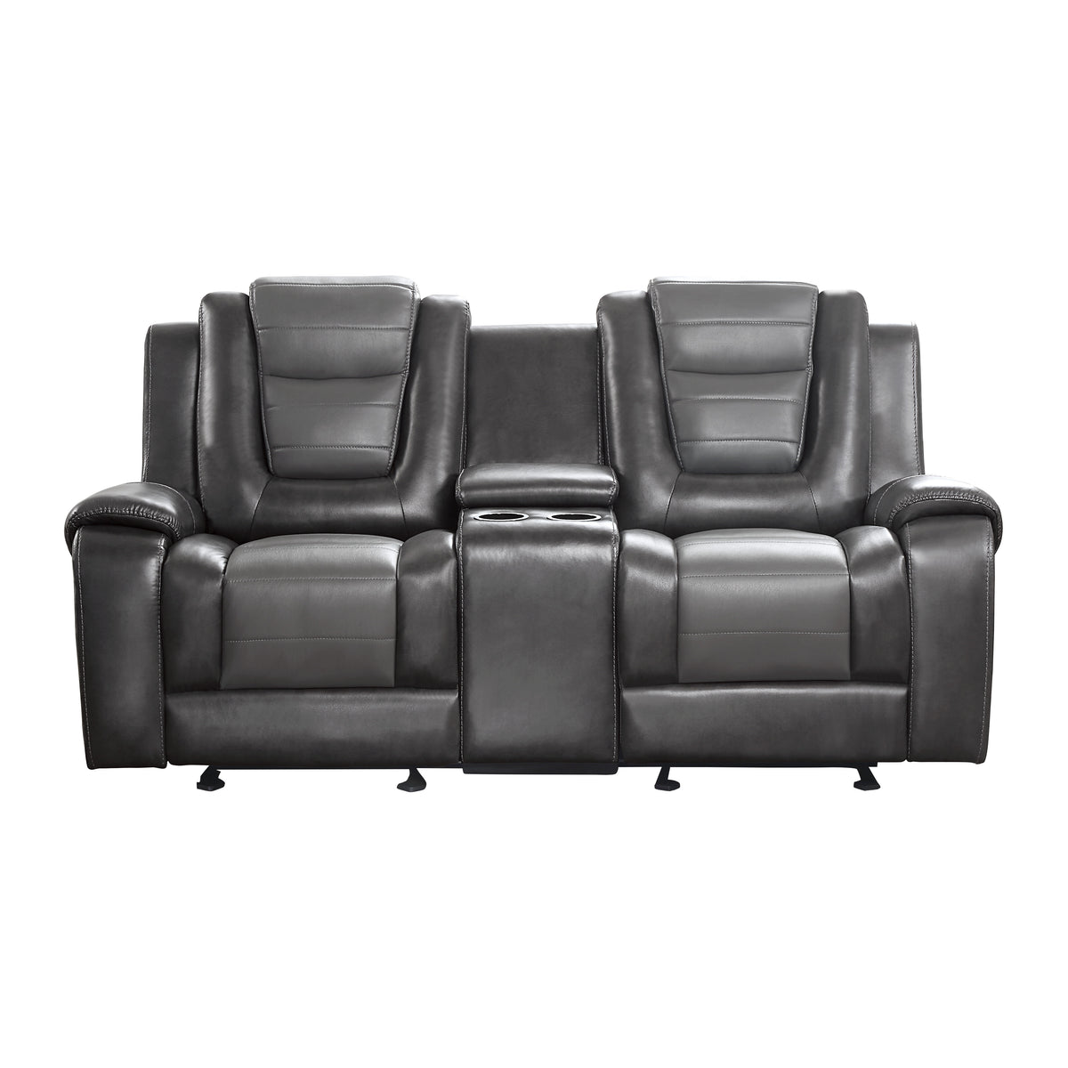 Modern Luxury Living Room Sofa Set 3Pc Reclining Sofa Loveseat Glider Reclining Chair Formal Furniture Premium Faux Leather Upholstery Comfortable Two Tone Gray Finish Dark Gray,Light Gray Faux Leather Wood Primary Living Space Luxury,Modern