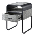Concrete Grey And Black 1 Drawer End Table Black Grey Primary Living Space Modern Drawers Rectangular Wood Metal Sled