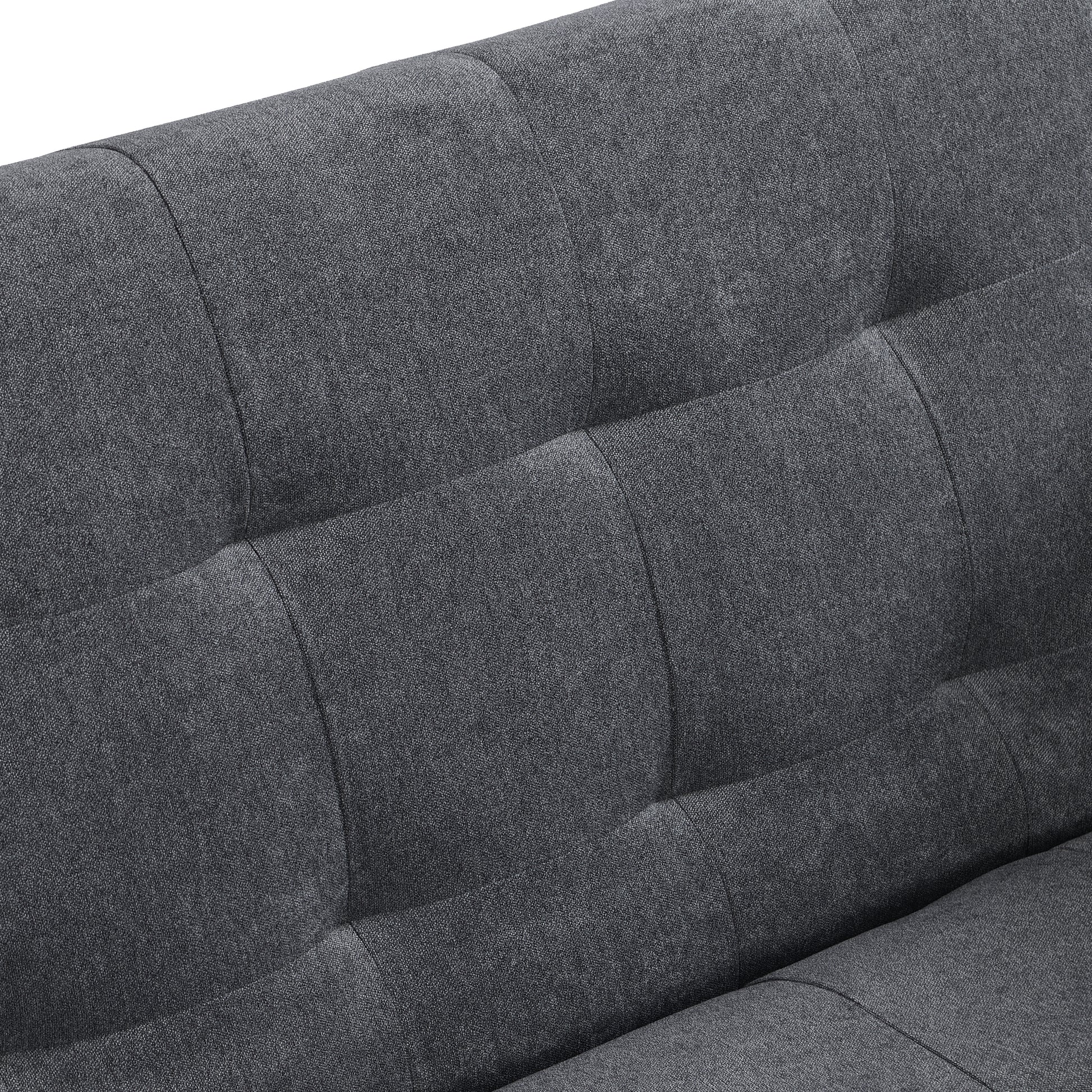 Sofa Bed Convertible Folding Dark Grey Lounge Couch Loveseat Sleeper Sofa Armrests Living Room Bedroom Apartment Reading Room Dark Gray Linen 2 Seat
