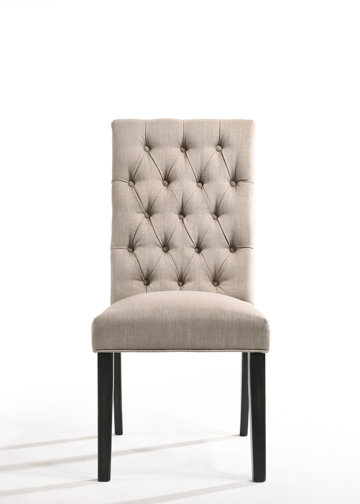 Morland Tan Linen & Vintage Black Finish Side Chair Set Of 2 Black Vintage,Tan Linen,Synthetic Wood