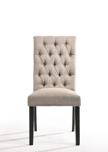 Morland Tan Linen & Vintage Black Finish Side Chair Set Of 2 Black Vintage,Tan Linen,Synthetic Wood