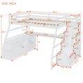Full Size Loft Bed With 7 Drawers 2 Shelves And Desk White Full White Plywood