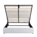 Queen Size Upholstered Platform Bed With A Hydraulic Storage System White Old Sku: Lp000211Aak White Upholstered