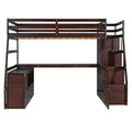 Full Size Loft Bed With 7 Drawers 2 Shelves And Desk Espresso Full Espresso Plywood