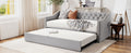 Twin Size Upholstered Daybed With Pop Up Trundle, Gray Twin Gray Upholstered