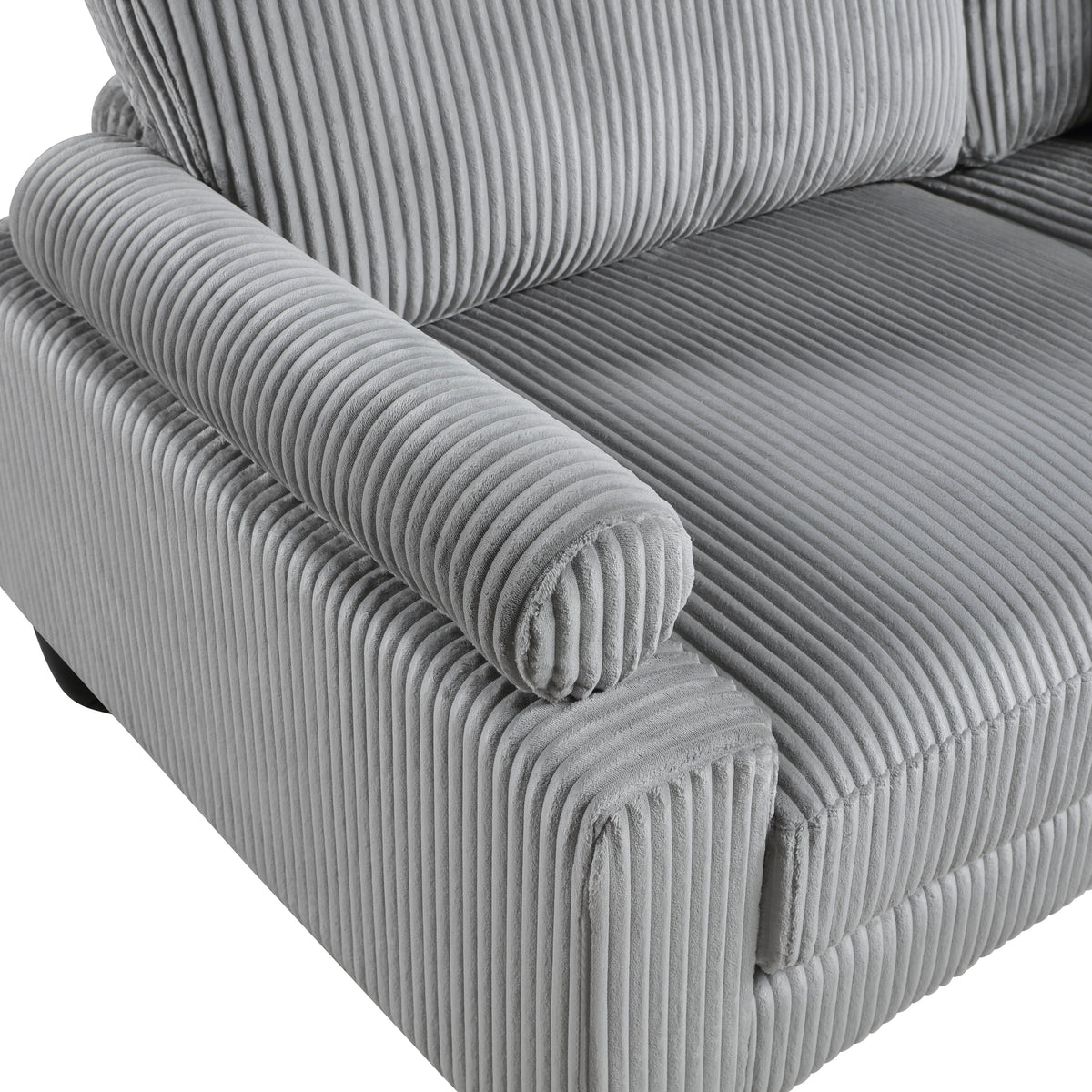 Living Room Furniture Corner Chair Gray Corduroy Upholstery 1Pc Corner Wedge Soft Cushion Solid Wood Legs Gray Primary Living Space Contemporary,Modern Plywood,Solid Wood
