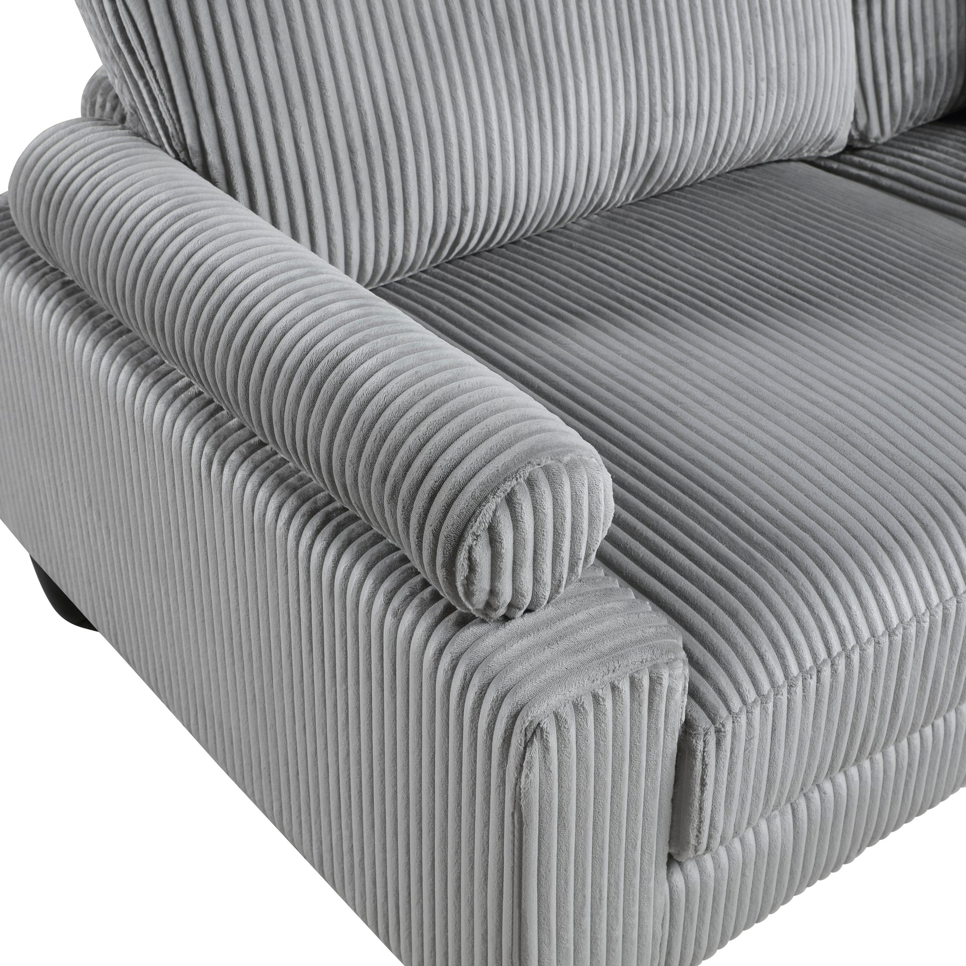5Pc Modular Sectional Set Gray Corduroy Upholstery 2X Armless Chairs 3X Corner Seats Soft Pillows Living Room Furniture Gray Corduroy Wood Primary Living Space Contemporary,Modern Modular