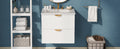 Modern 24 Inch Wall Mounted Bathroom Vanity With 2 Drawers, White Ideal For Small Bathrooms White Bathroom Mdf