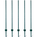 Fence Posts 5Feet 5Pack, Heavy Duty Metal Fence Post With U Channel, Steel Fence U Post For Holding Garden Wire Fence, Corner Anchor Posts Etc. Green Steel