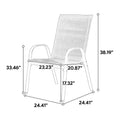 2 Piece Patio Chairs, Outdoor Camping Chairs Withtextilene Fabric, Set Of 2 Garden Chairs With Armrest High Backrest For Garden Patio Pool Beach Yard Space Saving Grey Grey Steel