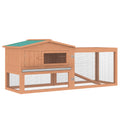 Pawhut Rabbit Hutch 2 Story Bunny Cage Small Animal House With Slide Out Tray, Detachable Run, For Indoor Outdoor, 61.5