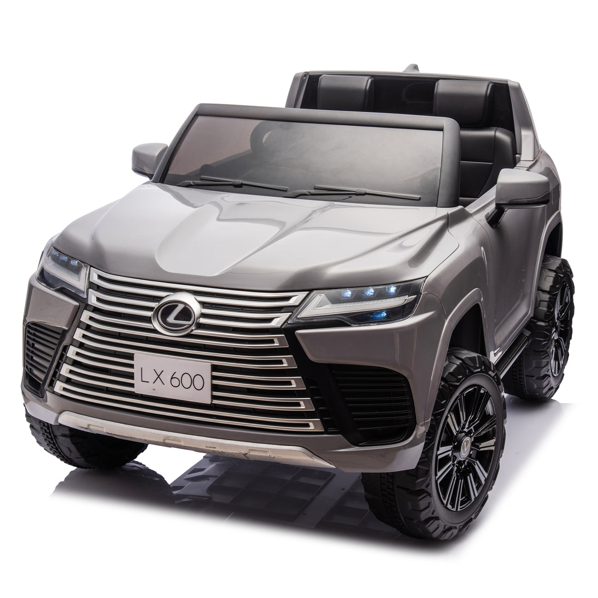 Licensed Lexus Lx600 24V Two Seater Kids Ride On Car W Parents Control,Seat Width 20 Inches,2Wd,Four Wheel Suspension,Bluetooth,Mp3,Music,Adjustable Volume,Power Display,Speeds 1.86 3.11Mph For Kids. Gray Polypropylene