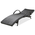 K&K 80'' Outdoor Wicker Chaise Lounge Chairs Set Of 2, Patio Rattan Reclining Chair Pull Out Side Table Adjustable Backrest Ergonomic Wave Design Pool Sunbathing Recliners, Dark Brown No Lounge Dark