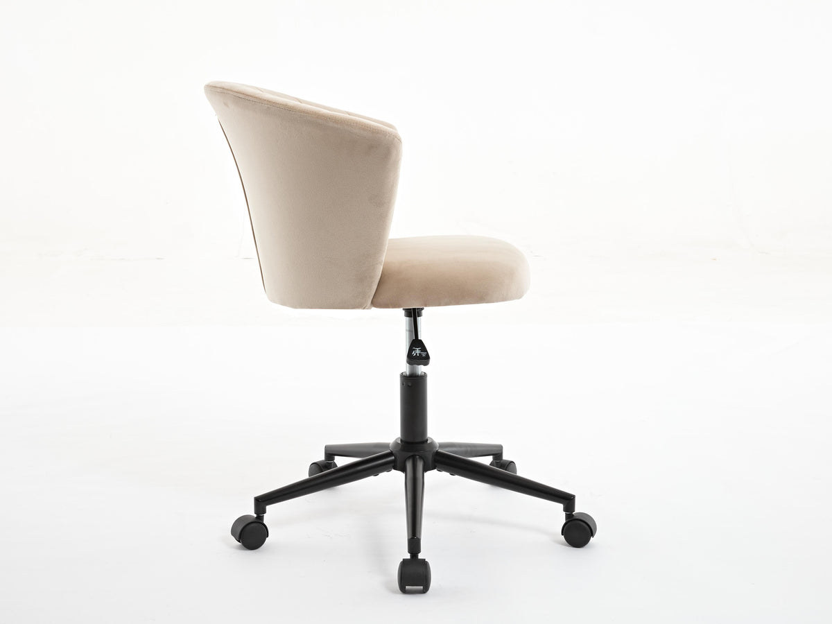 Home Office Chair, Velvet Fabric Swivel Flower Shape Computer Desk Chair For Home Office Or Bedroom Camel Foam Polyester Blend