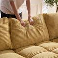 6 Seats,Oversized Sectional Sofa,L Shaped Corner Couch With Detachable Seat & Back Cushion, Corduroy Upholstery Convertible Sleeper Sofa&Couch For Living Room Yellow Fabric 6 Seat