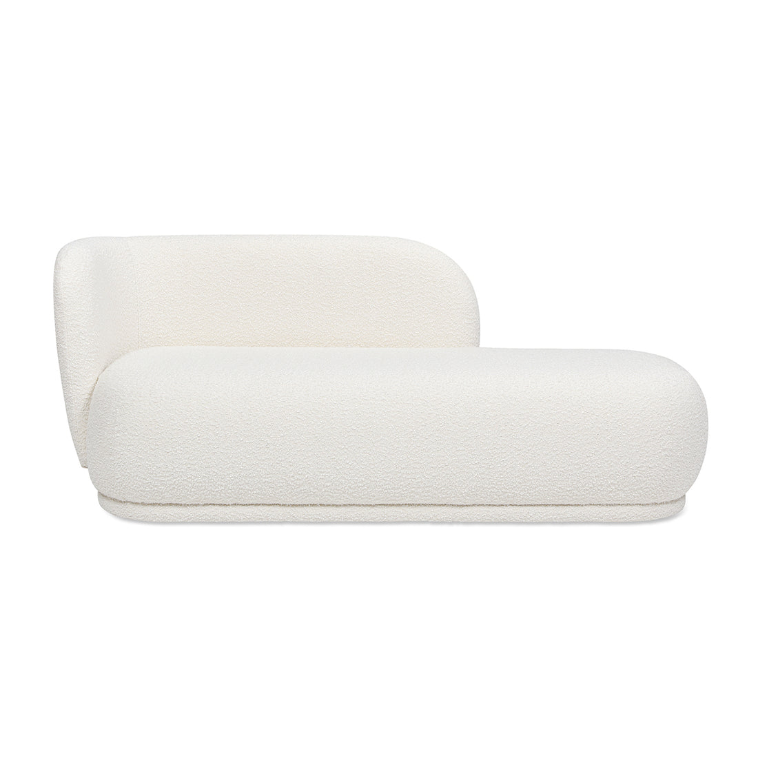 Aire 75" Raf Modern Rounded Chaise Lounge, Ivory White Boucle White Foam Boucle