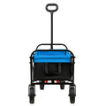 Mini Folding Wagon Garden Shopping Beach Cart Black Blue Brake Black Blue Metal
