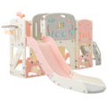 11 In 1 Toddler Slide, Kids Slide For Toddler Age 1 3 With Basketball Hoop, Kids Slide Playset Structure,Arch Tunnel And Telescope, Toy Storage Organizer For Toddlers, Kids Climbers Playground Pink Cute 1 To 2 Years Hdpe Indoor & Outdoor Use