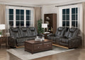 Luxury Comfort Modern Living Room Furniture 1Pc Power Reclining Sofa Premium Faux Leather Upholstery, Power Headrests, Led Light, Usb Ports, Power Outlets, Hidden Storage Brown Gray Faux Leather Wood Primary Living Space Luxury,Modern Plywood,Solid Wood