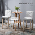 Homcom Modern Bar Stools Set Of 2, Upholstered Bar Height Kitchen Stools With Build In Footrest, Solid Wood Legs, Beige Beige Polyester