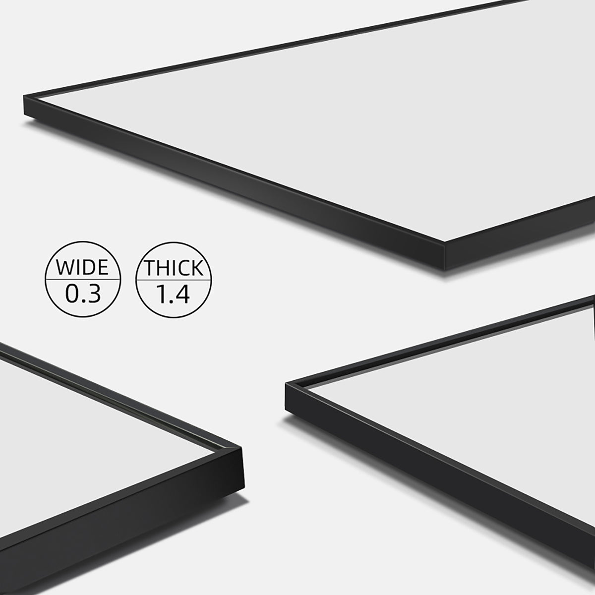 65*24 Inch Floor Mirror Full Length Mirror Ultra Thin Aluminum Alloy Frame Modern Style Standing Hanging Mirror Wall Mounted Mirror Black Modern Glass Metal