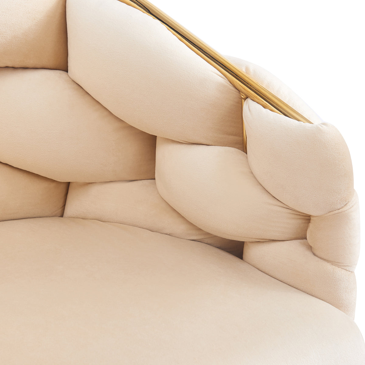 Set Of 2 Luxury Handmade Accent Chair With Gold Legs, Modern Velvet Armchair For Living Room And Bedroom Beige Foam Velvet