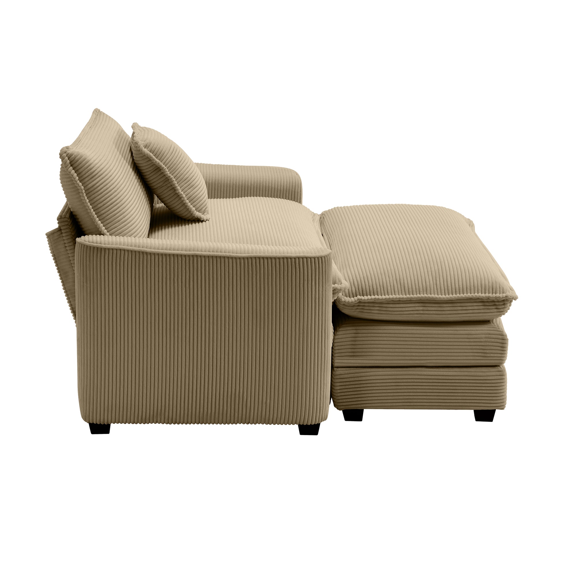 Comfortable Single Chair Deep Seat Sofa With Footstool With One Pillow, Suitable For Living Room And Bedroom, Club Multiple Occasions, Tan Corduroy Fabric Tan Corduroy 1 Seat