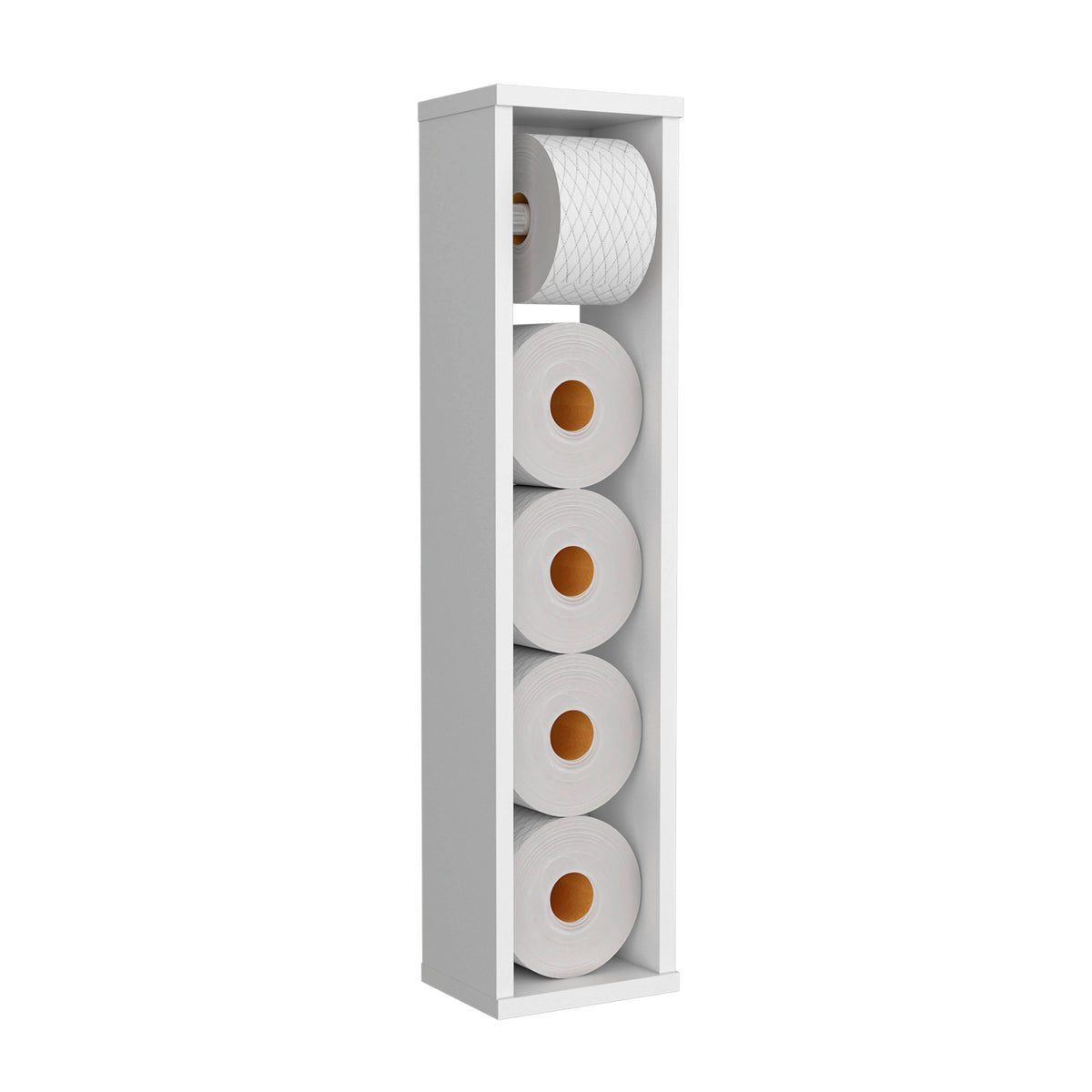 Bali 28" High Toilet Paper Holder Narrow Shelf Organizer For Bathroom, Living Room, Kitchen White 1 Bathroom Freestanding Modern Particle Board
