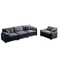Mid Century Modern Sofa Set Of Two, One 3 Seater Sofa And One Single Seat Sofa With 2 Arm Pillows And 4 Throw Pillows,2 Pieces Sofa Set For Living Room,Grey Corduroy Fabric Grey Corduroy 4 Seat