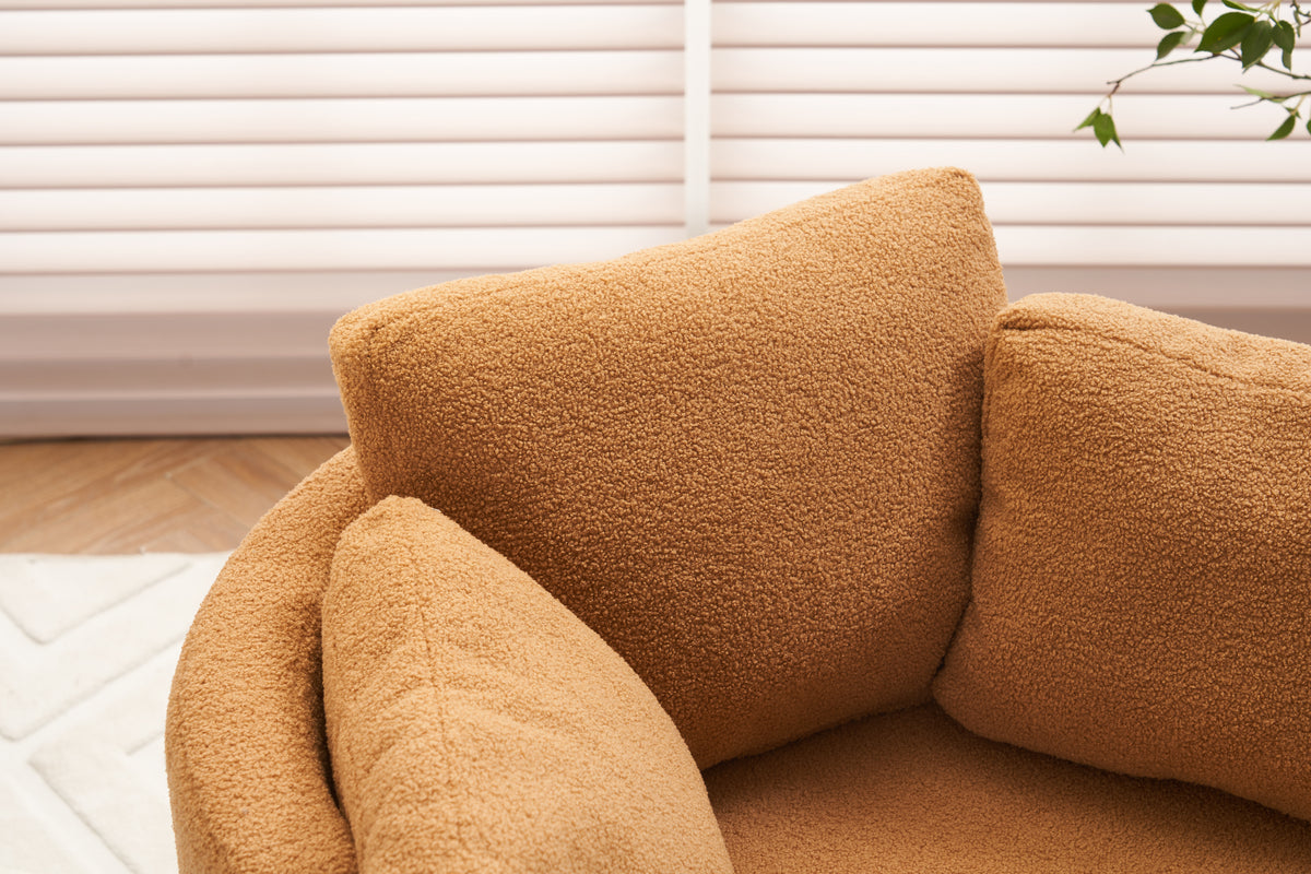 029 Teddy Fabric Swivel And Storage Chair With Back Cushion For Living Room,Khaki Khaki Primary Living Space Modern Foam Teddy