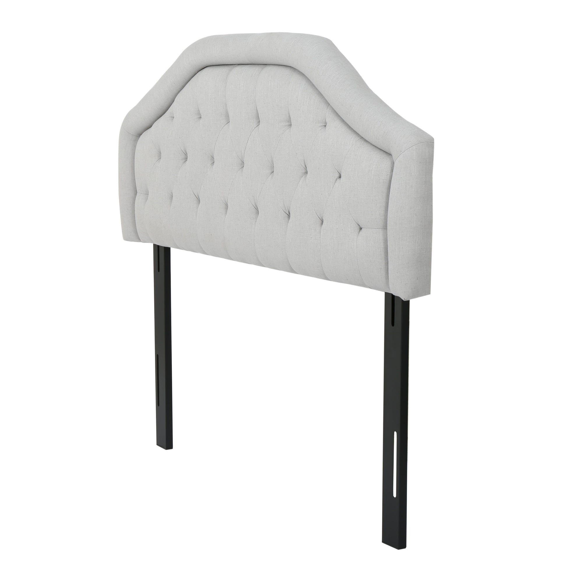 Upholstered Headboard, Diamond Tufted Design For Full Size Bed, Arched Structure, Easy Assembly, Light Grey Light Grey Fabric
