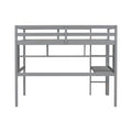 Twin Size Loft Bed With Desk And Shelves, Safety Guardrail And Ladder,Grey Twin Grey Pine