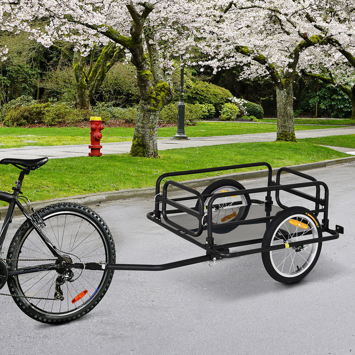 Aosom Bike Cargo Trailer For Hefty Loads, Foldable Compact Storage, Universal Hitch, Bike Wagon Bike Trailer Bicycle Cargo Trailer Bike Attachment With 16" Wheels, Heavy Duty, Black Black Steel