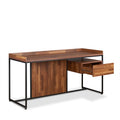 Walnut And Sandy Black 1 Drawer Writing Desk Walnut Black Writting Desk Office Modern Freestanding Rectangular Drawers Wood Metal Sled
