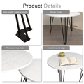 27.56'' Round Nesting Coffee Table Set Of 2, Circular Nesting End Table Set, Round Marble Tabletop, And Sturdy Metal Base For Living Room, Bedroom, White White Round Wood Metal