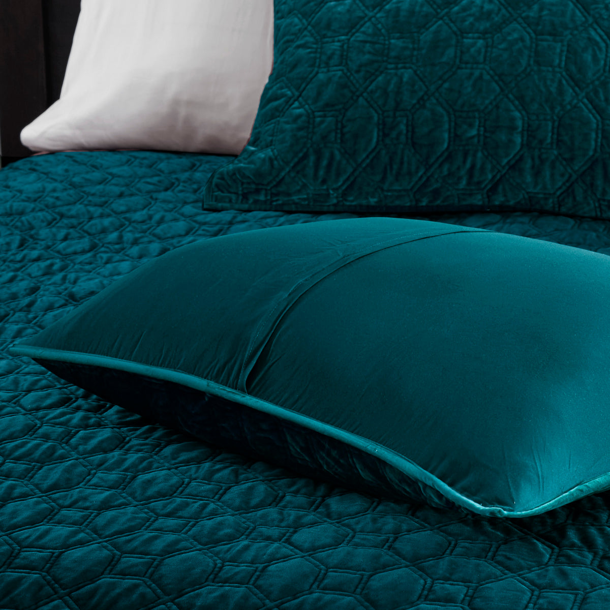 3 Piece Velvet Quilt Set Teal King Cal King King Teal Cotton